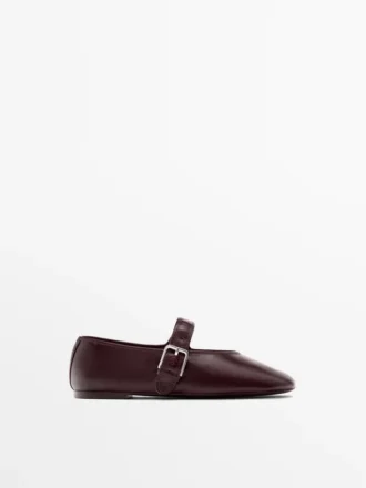Ballerinas aus geknittertem Leder