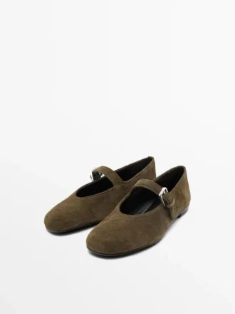 Ballerinas aus Spaltleder