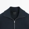 Baumwoll-Pullover mit Stehkragen und Reißverschluss Baumwoll-Pullover mit Stehkragen und Reißverschluss