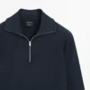 Baumwoll-Pullover mit Stehkragen und Reißverschluss Baumwoll-Pullover mit Stehkragen und Reißverschluss