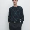 Baumwoll-Strick-Pullover mit Argyle-Muster Baumwoll-Strick-Pullover mit Argyle-Muster