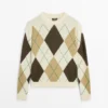Baumwoll-Strick-Pullover mit Argyle-Muster Baumwoll-Strick-Pullover mit Argyle-Muster
