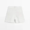 Bermudashorts aus 100 % Leinen mit kurzen Falten