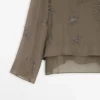 Bestickte, halbtransparente Bluse