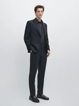 Blazer aus kühler Wolle mit Mikrostruktur