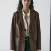 Blazer aus Wildleder mit Reverskragen Blazer aus Wildleder mit Reverskragen