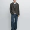 Blazer aus Wollmischung mit Fischgrätenmuster Blazer aus Wollmischung mit Fischgrätenmuster