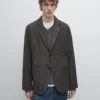 Blazer aus Wollmischung mit Fischgrätenmuster Blazer aus Wollmischung mit Fischgrätenmuster