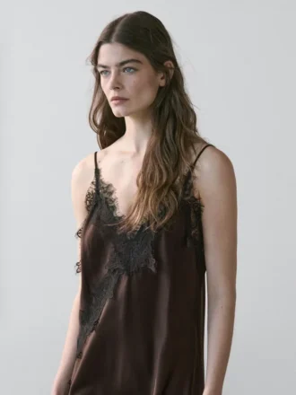 Camisole-Kleid mit Spitzendetails