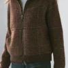 Cardigan aus Alpaka mit Karomuster und Filzstruktur
