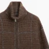 Cardigan aus Alpaka mit Karomuster und Filzstruktur