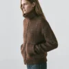 Cardigan aus Alpaka mit Karomuster und Filzstruktur