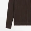 Cardigan aus Baumwolle mit Zopfmuster und Reißverschluss