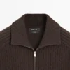 Cardigan aus Baumwolle mit Zopfmuster und Reißverschluss