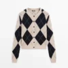 Cardigan aus Baumwollmischung mit Argyle-Muster
