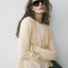 Cardigan aus Leinenmischung mit Rüschendetails