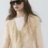 Cardigan aus Leinenmischung mit Rüschendetails