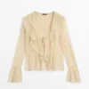Cardigan aus Leinenmischung mit Rüschendetails