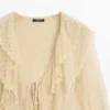 Cardigan aus Leinenmischung mit Rüschendetails