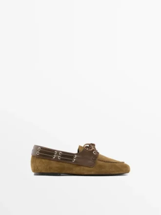 Deck-Schuhe aus kontrastierendem Leder