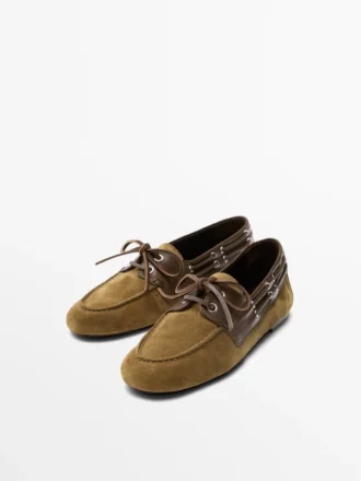 Deck-Schuhe aus kontrastierendem Leder
