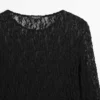 Durchbrochenes Strickoberteil mit langen Ärmeln und Spitze Durchbrochenes Strickoberteil mit langen Ärmeln und Spitze