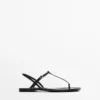 Flache Riemchensandalen mit Zehentrenner Flache Riemchensandalen mit Zehentrenner