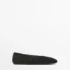 Geraffte Ballerinas aus Spaltleder Geraffte Ballerinas aus Spaltleder