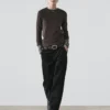 Geripptes Langarm-T-Shirt in Melange Geripptes Langarm-T-Shirt in Melange