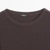 Geripptes Langarm-T-Shirt in Melange Geripptes Langarm-T-Shirt in Melange