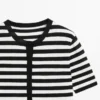 Gestreifter Kurzarm-Strick-Cardigan