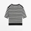 Gestreifter Kurzarm-Strick-Cardigan