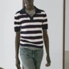 Gestreifter Strick-Poloshirt Gestreifter Strick-Poloshirt