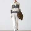 Gestreifter Strickpullover mit Poloshirt-Kragen Gestreifter Strickpullover mit Poloshirt-Kragen