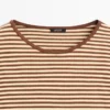 Gestreiftes Langarm-Baumwoll-T-Shirt Gestreiftes Langarm-Baumwoll-T-Shirt