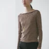 Gestreiftes Langarm-Baumwoll-T-Shirt Gestreiftes Langarm-Baumwoll-T-Shirt