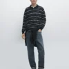 Gestreiftes Poloshirt aus Baumwollmischung