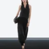 Halbtransparente Sarouel-Hose mit Knopfdetails