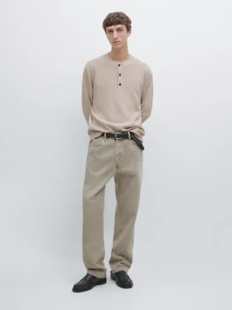 Henley-Pullover aus Baumwollstrick