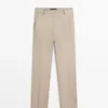 Hose aus Leinenmischung mit geradem Bein Hose aus Leinenmischung mit geradem Bein