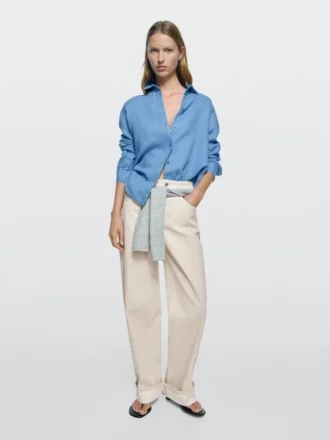Jeans mit geradem Bein und umgeschlagenem Saum