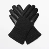 Kontrastreiche Handschuhe aus Nappaleder und Strick Kontrastreiche Handschuhe aus Nappaleder und Strick
