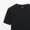 Kurzärmeliger Pullover aus geflochtenem Strick