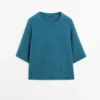 Kurzärmeliger Strickpullover aus Alpaka-Mischung