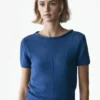 Kurzärmeliger Strickpullover aus Baumwollmischung