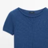 Kurzärmeliger Strickpullover aus Baumwollmischung
