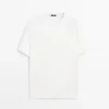 Kurzärmeliges Leinen-Mischung-T-Shirt