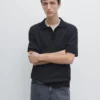 Kurzärmeliges Poloshirt aus strukturiertem Strick Kurzärmeliges Poloshirt aus strukturiertem Strick