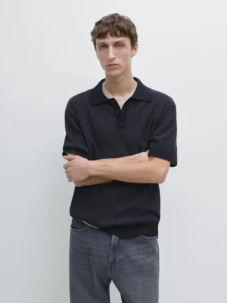 Kurzärmeliges Poloshirt aus strukturiertem Strick