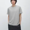 Kurzärmeliges T-Shirt aus melierter Baumwolle